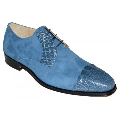 Fennix Italy 4020 Aqua Blue Genuine Alligator / Suede Shoes.